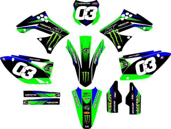 KIT ADESIVOS GRAFICOS KAWASAKI  MOTOCROSS