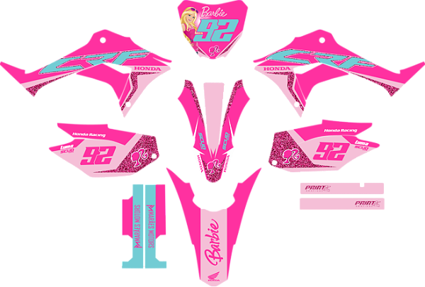 KIT ADESIVOS GRAFICOS CRF250F  MOTOCROSS BARBIE LUMA