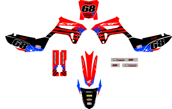 KIT ADESIVOS GRAFICOS Honda Tornado 250 BIKER Motocross USA