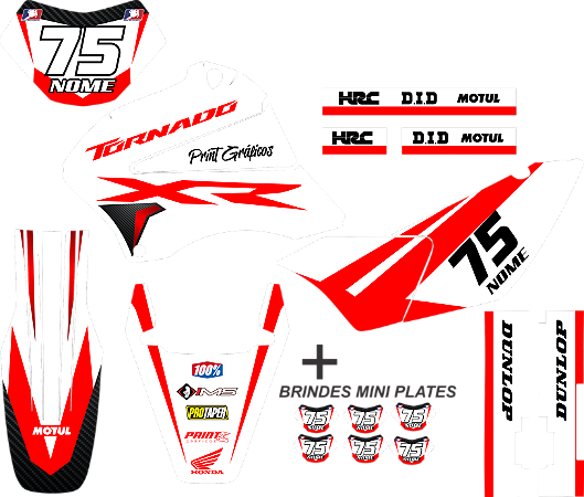 KIT ADESIVOS GRAFICOS HONDA TORNADO 250 Motocross Branca