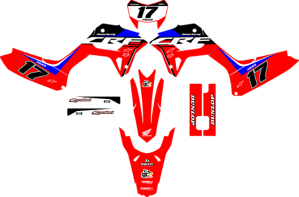 KIT ADESIVOS GRAFICOS HONDA CRF250F AMX BIKER ORIGINAL
