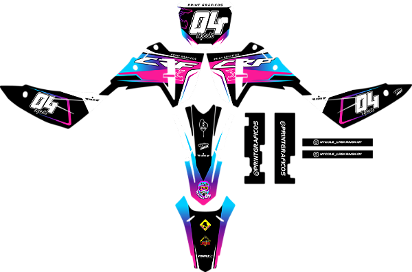 KIT ADESIVOS GRAFICOS CRF230 AMX F25 MOTOCROSS Nycole