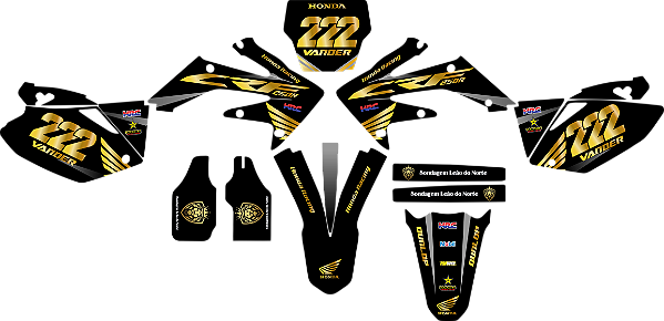 Kit Adesivos Graficos HONDA CRF 250R PRETO E DOURADO