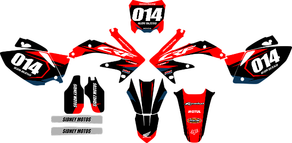 Kit Adesivos Graficos HONDA CRF 450R VERMELHO E PRETO