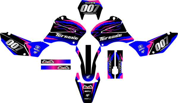 KIT ADESIVOS GRAFICOS HONDA TORNADO 250 AZUL E ROSA