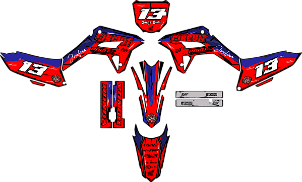 KIT ADESIVOS GRAFICOS CRF250f MOTOCROSS CARTOON JORGE