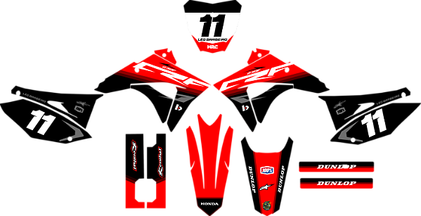 KIT ADESIVOS GRAFICOS CRF230F BIKER EL1TE NEXT PRETO E VERMELHO 2023