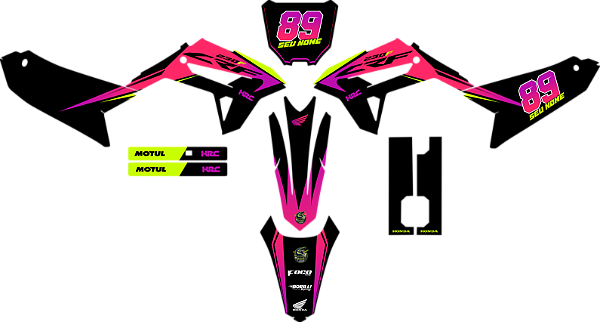 KIT ADESIVOS GRAFICOS CRF230F BIKER R1DE NOIA ROSA