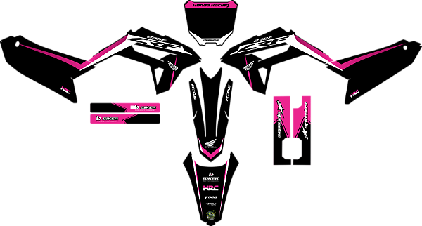 KIT ADESIVOS GRAFICOS CRF230F BIKER R1DE POLAKO ROSA