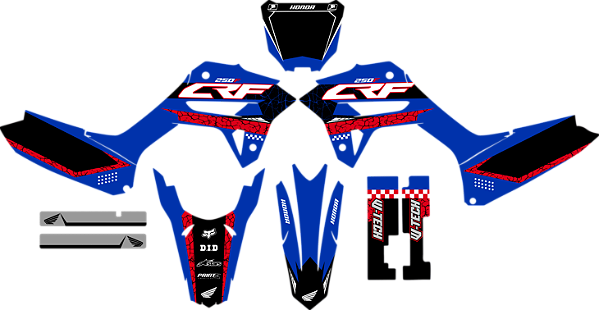 KIT ADESIVOS GRAFICOS CRF250F BIKER R1DE CRACKELADO
