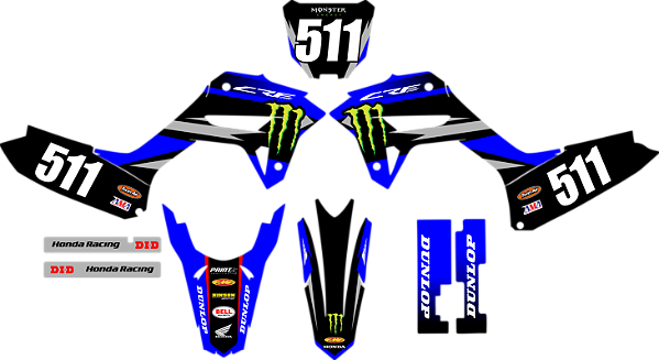 KIT ADESIVOS GRAFICOS CRF250F BIKER R1DE MONSTER YZ