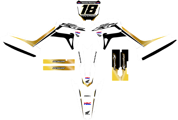 KIT ADESIVOS GRAFICOS CRF250F BIKER R1DE POLAKO GOLDEN