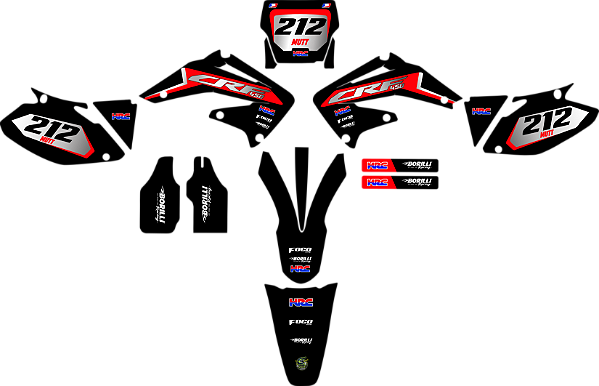 KIT ADESIVOS GRAFICOS CRF250 450 IMPORTADA TODAS ORIGINAL BLACK
