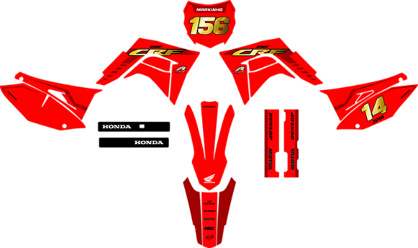 KIT ADESIVOS GRAFICOS CRF230 AMX PREMIUM DOURADO