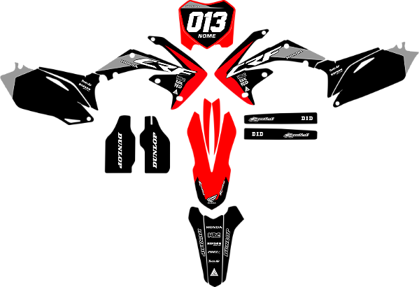 KIT ADESIVOS GRAFICOS CRF250 450 IMPORTADA TODAS RIDE RED