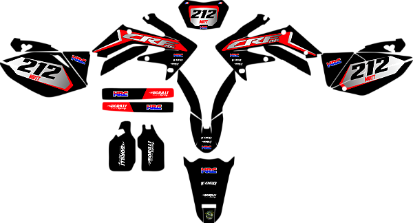 KIT ADESIVOS GRAFICOS CRF250 450 IMPORTADA TODAS ORIGINAL PRETO E VERMELHO