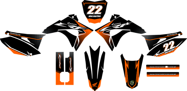 KIT ADESIVOS GRAFICOS CRF230F BIKER EL1TE NEXT MOSCA LARANJA