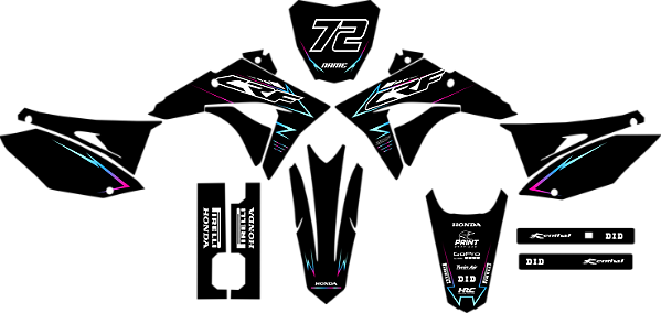 KIT ADESIVOS GRAFICOS CRF230F BIKER EL1TE NEXT PINK VERDE