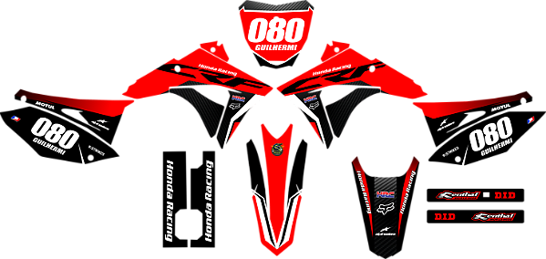 KIT ADESIVOS GRAFICOS CRF230F BIKER EL1TE NEXT RED BLACK