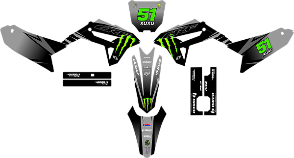 KIT ADESIVOS GRAFICOS CRF230F BIKER R1DE MONSTER