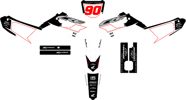 KIT ADESIVOS GRAFICOS CRF230F BIKER R1DE WHITE RED