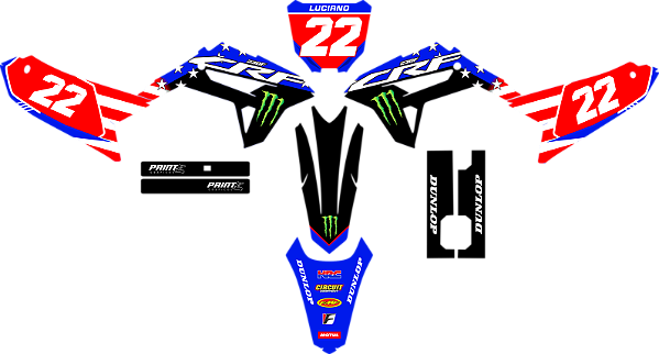 KIT ADESIVOS GRAFICOS CRF230F BIKER R1DE EUA BLUE