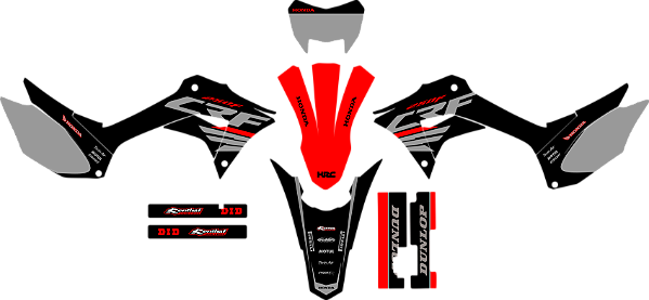 KIT ADESIVOS GRAFICOS CRF250f Original ASA CINZA