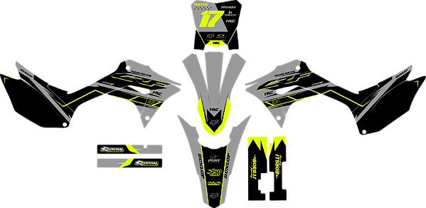 KIT ADESIVOS GRAFICOS CRF250f Original CINZA NEON