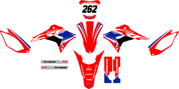 KIT ADESIVOS GRAFICOS CRF250f Original RED BLUE DEGRADE