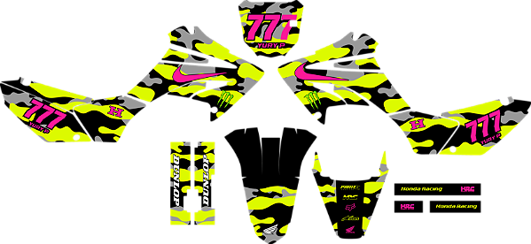 KIT ADESIVOS GRAFICOS HONDA TORNADO 250 CAMUFLADO NEON