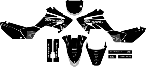KIT ADESIVOS GRAFICOS HONDA TORNADO 250 BLACK AND WHITE
