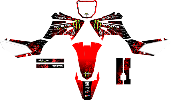 KIT ADESIVOS GRAFICOS HONDA TORNADO 250 MONSTER VERMELHO