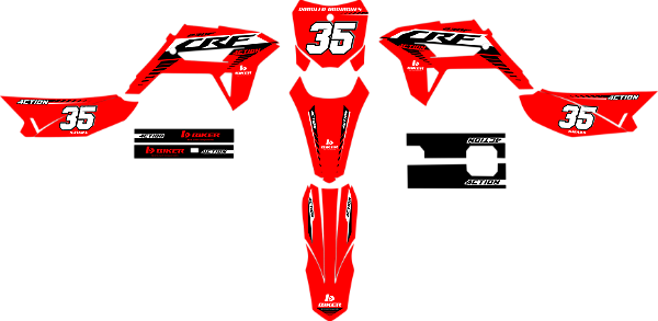KIT ADESIVOS GRAFICOS CRF230F BIKER ACTION RED ORIGINAL