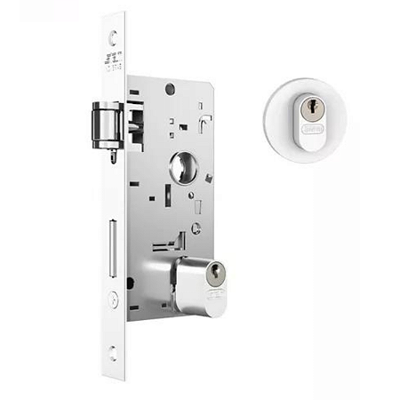 FECHADURA STAM 803 PIVOTANTE ROLETE, ROSETA REDONDA BRANCA