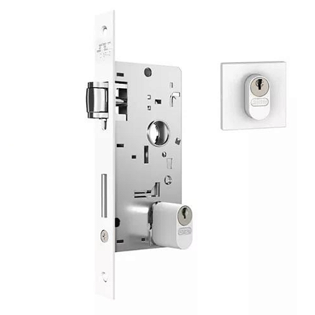 FFECHADURA STAM 803 PIVOTANTE ROLETE, ROSETA QUADRADA BRANCA