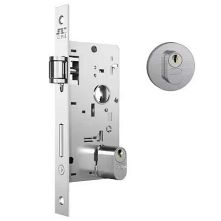 FECHADURA STAM 803 PIVOTANTE ROLETE, ROSETA REDONDA ESCOVADO