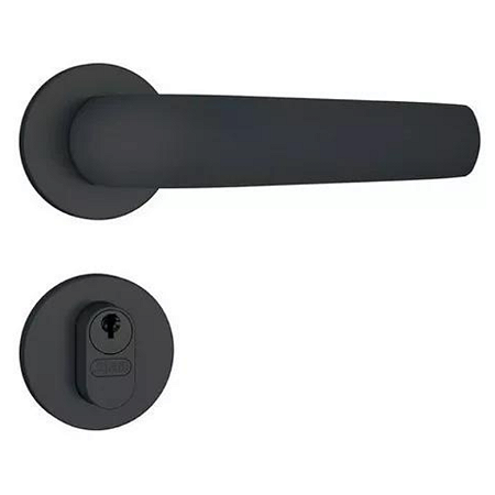 FECHADURA STAM 803/09 EXTERNA, ROSETA REDONDA PRETO FOSCO
