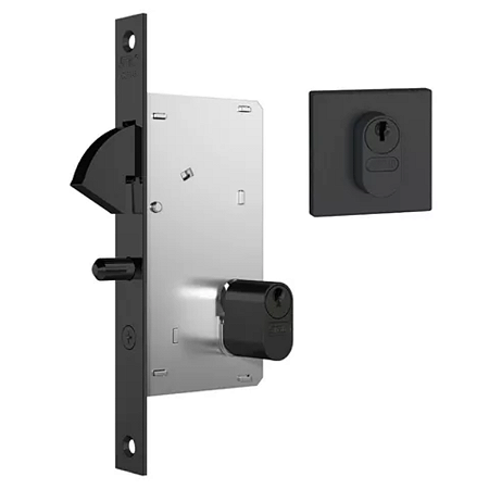 FECHADURA STAM 950 PORTA DE CORRER EXTERNA, ROSETA QUADRADA PRETO