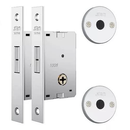 FECHADURA STAM 1008 PORTA DE CORRER TETRA (PAR) ROSETA REDONDA CROMADA