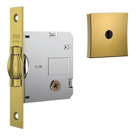 FECHADURA STAM 1005 PIVOTANTE ROLETE TETRA ROSETA QUADRADO GOLD