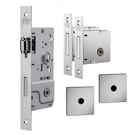 FECHADURA STAM KIT 800 PIVOTANTE ROLETE TETRA, ROSETA QUADRADA ESCOVADO