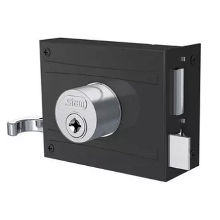 FECHADURA STAM 1701/100, TETRA SOBREPOR PRETA FOSCO