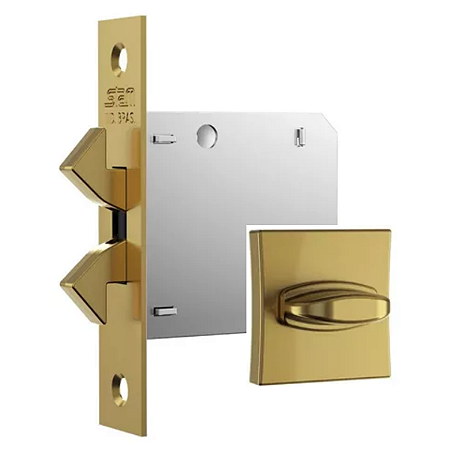 FECHADURA STAM 1006 P/ CORRER BANHEIRO, ROSETA QUADRADA GOLD