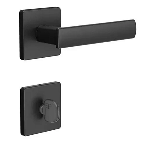 FECHADURA 3F 740 BANHEIRO, ROSETA QUADRADA PRETO FOSCO