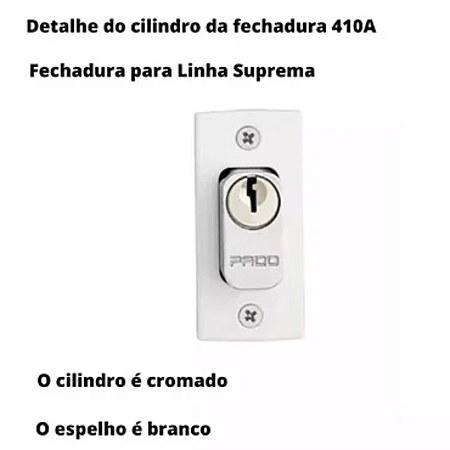 FECHADURA PADO 410A PORTA DE CORRER PERFIL DE ALUMINIO BRANCA