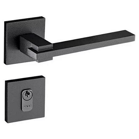 Fechadura pado nina 221-55 externa roseta quadrada preta
