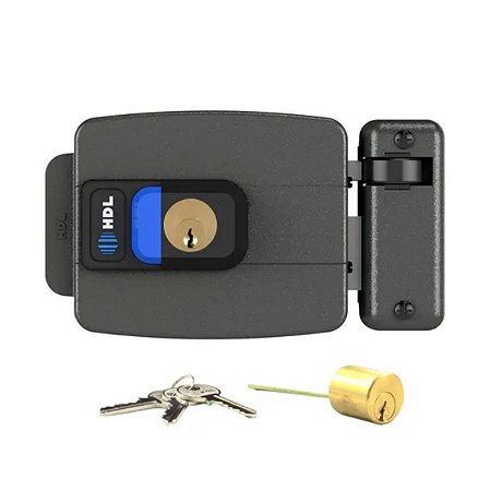 FECHADURA ELÉTRICA HDL C-90 (C/ BOTÃO ABRE P/ DENTRO)