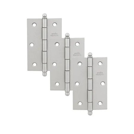 JOGO DE DOBRADIÇA UNIÃO MUNDIAL 3.1/2 (ESCOVADO ACETINADO) 3 UNID.