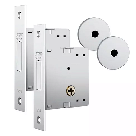 FECHADURA STAM 1002 TETRA (PAR) ROSETA REDONDA CROMADA