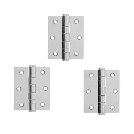 JOGO DE DOBRADIÇA 3,5 X 3 (INOX ESCOVADO) COM ROLAMENTO - 3UNID.